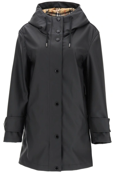 Shop Burberry Hooded Parka Jacket In Black White