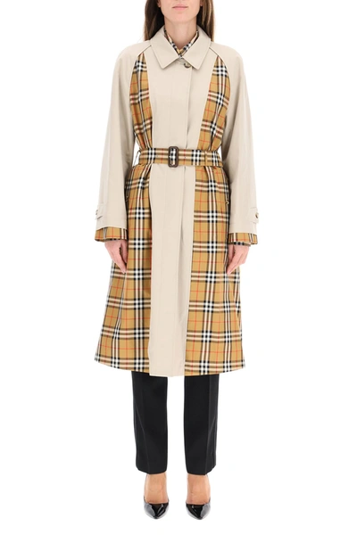 Shop Burberry Guiseley Midi Raincoat In Stone