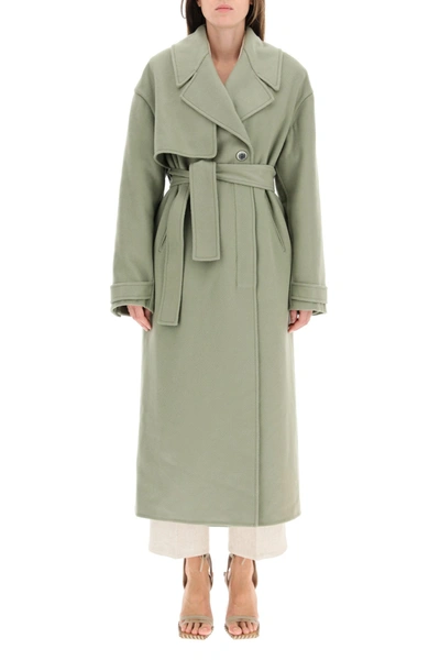 Shop Jacquemus Coat Tastes In Wool In Light Green