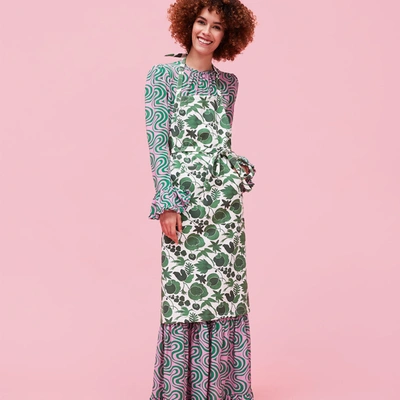 La Doublej Apron In Wildbird Verde