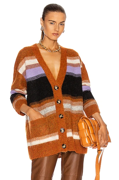 Shop Acne Studios Kamber Cardigan In Pumpkin Orange & Multi