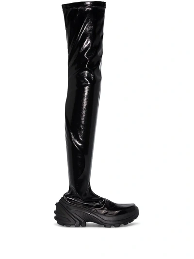 Shop Alyx Thigh-high Thick-sole Boots In Black