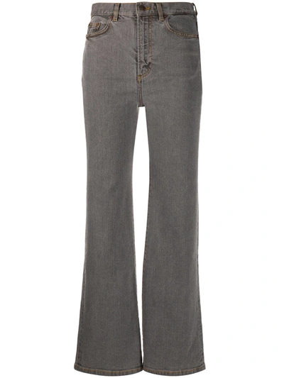 Shop Jeanerica Cropped Wide-leg Jeans In Grey