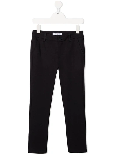 Shop Cesare Paciotti 4us Logo Patch Fitted Trousers In Blue
