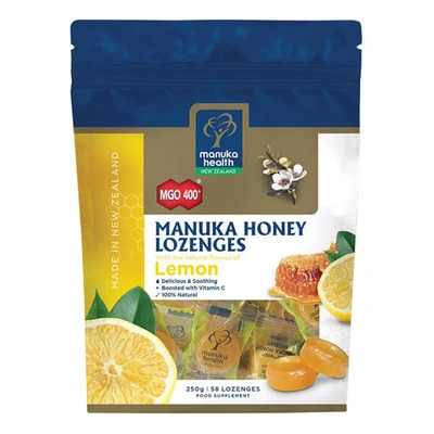Shop Manuka Health New Zealand Ltd Mgo 400+ Manuka Honey Lozenges With Lemon - 58 Lozenges