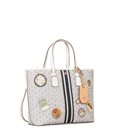 Shop Tory Burch Gemini Link Canvas Patches Small Tote In New Ivory Gemini Link