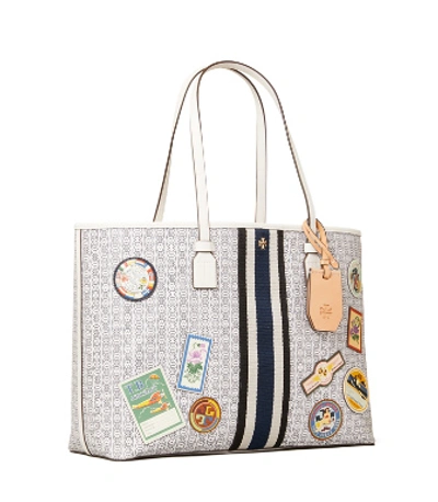 Shop Tory Burch Gemini Link Canvas Patches Tote In New Ivory Gemini Link