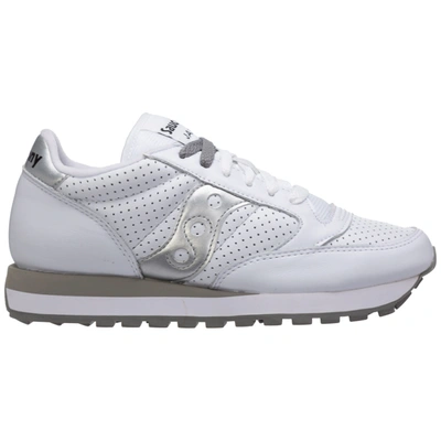 Shop Saucony Women's Shoes Leather Trainers Sneakers Jazz In White