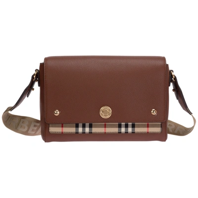 Shop Burberry Women's Leather Cross-body Messenger Shoulder Bag Note In Brown