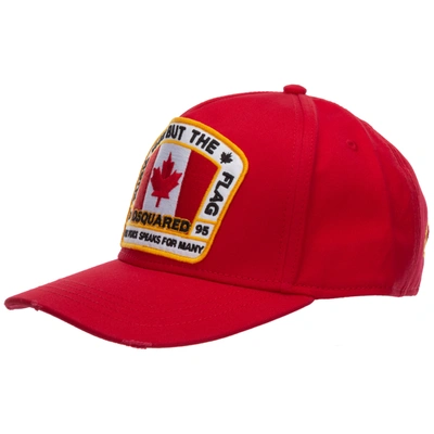 Shop Dsquared2 Adjustable Men's Cotton Hat Baseball Cap Canada Patch Baseball Cap In Red