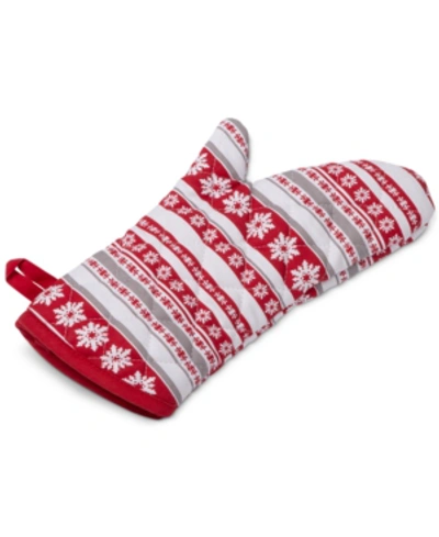 Shop Martha Stewart Collection Fair Isle Oven Mitt, Created For Macy's In Red