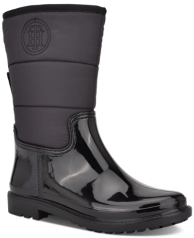Shop Tommy Hilfiger Snows Rain Boots Women's Shoes In Black