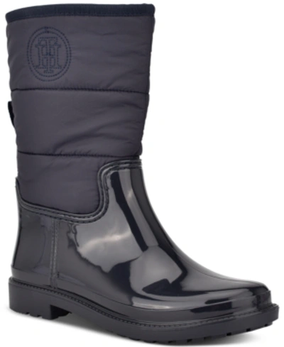 Shop Tommy Hilfiger Snows Rain Boots Women's Shoes In Navy
