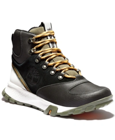 Shop Timberland Men's Garrison Trail Waterproof High Hiking Boots Men's Shoes In Black Suede W Olive