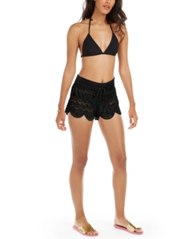 Shop Miken Juniors' 2.5" Scalloped Lace Cover-up Shorts, Created For Macy's In Black