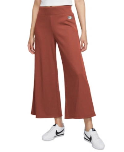 Shop Nike Women's Femme Cropped Wide-leg Pants In Firewood Orange/black