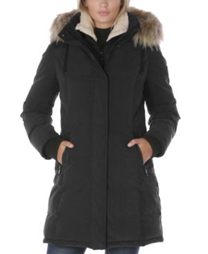 nautica faux fur puffer coat