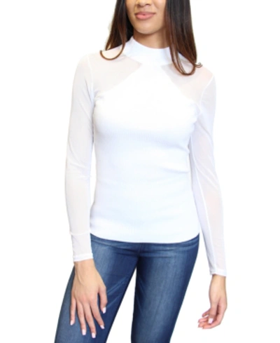 Shop Almost Famous Juniors' Mock Neck Top In Ivory