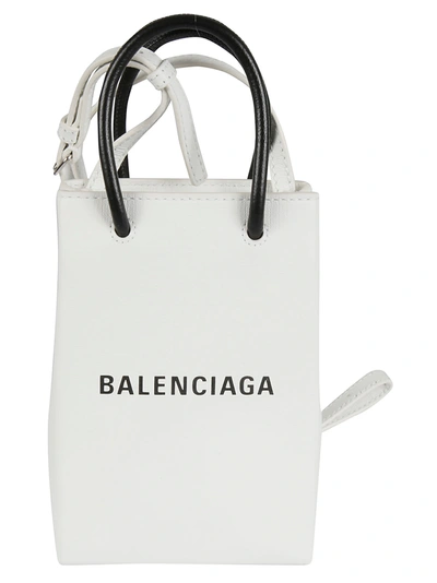 Shop Balenciaga Shoppin Phone Holder In White