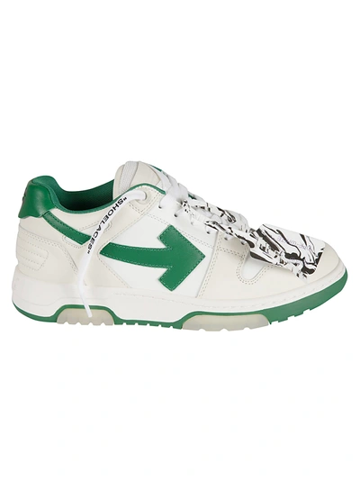 Shop Off-white Ooo Out Of Office Sneakers In White/green