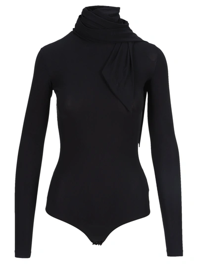 Shop Mm6 Maison Margiela Mm6 Bow Bodysuit In Black
