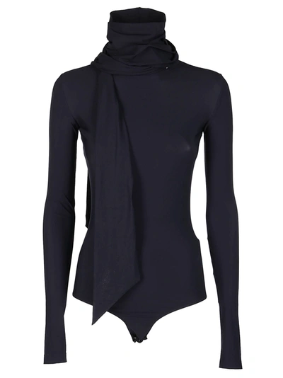Shop Mm6 Maison Margiela Black Bow-embellished Bodysuit