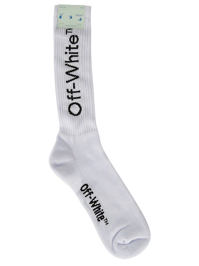 Shop Off-white Diag Mid Length Socks In White/black