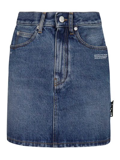 Shop Off-white Denim Mini Skirt In Blue/brown
