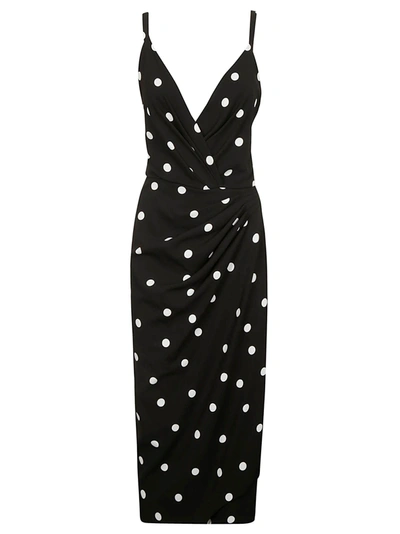 Shop Dolce & Gabbana Polka-dot Wrap Dress In Black