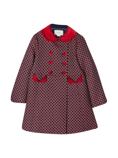 Shop Gucci Blue And Red Coat In Blu/rosso