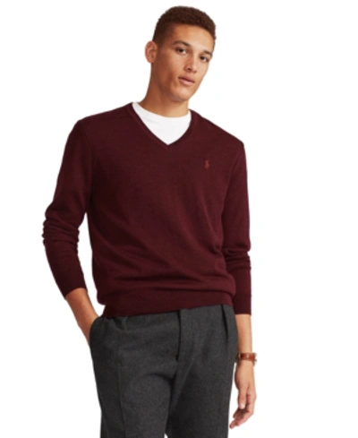 Shop Polo Ralph Lauren Men's Washable Merino Wool Sweater In Rich Ruby Heather