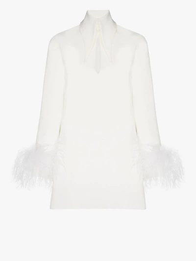 Shop 16arlington Michelle Feather Trim Mini Dress In White