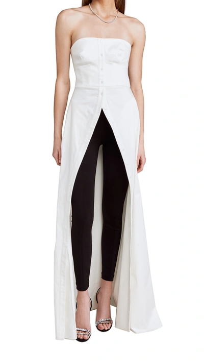 Shop Brandon Maxwell Bustier Button Down Gown Top In White