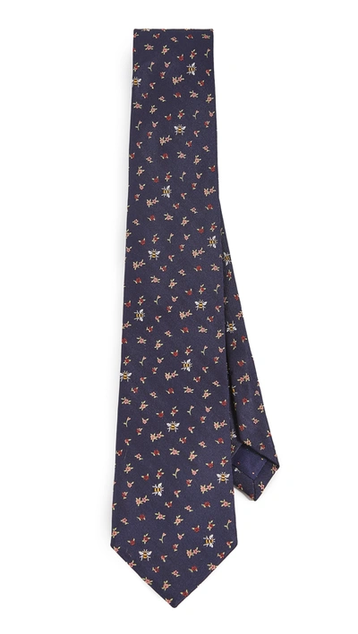 Shop Paul Smith Floral Bee Tie In Navy