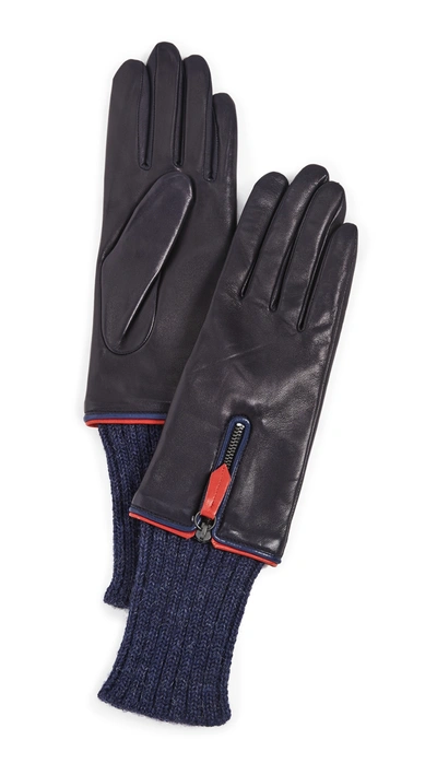 Shop Agnelle Shannya Gloves In Navy