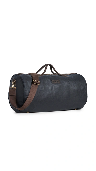 Shop Barbour Wax Holdall Duffel Bag In Navy