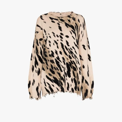 Shop R13 Oversized Cheetah Cotton Sweater In Neutrals