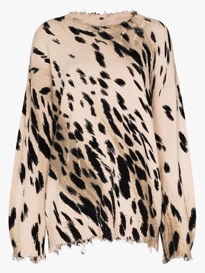 Shop R13 Oversized Cheetah Cotton Sweater In Neutrals