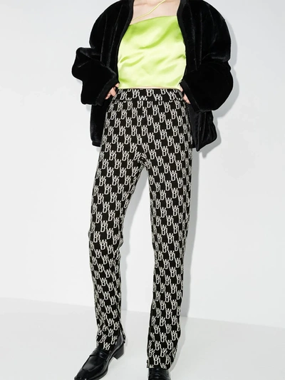 Shop We11 Done Monogram Knit Fitted Trousers In Black