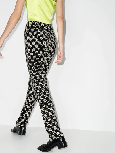 Shop We11 Done Monogram Knit Fitted Trousers In Black