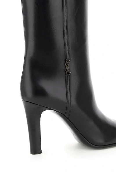 Shop Saint Laurent Jane Leather Boots In Black