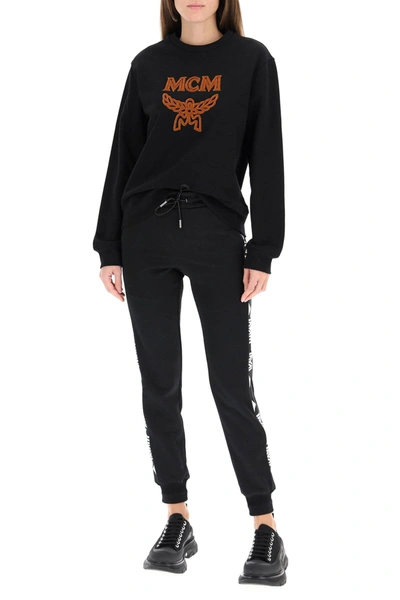 Shop Mcm Sweatshrit With Monogram In Black,brown