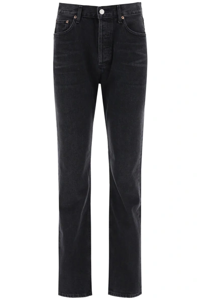 Shop Agolde Lana Low Rise Straight Jeans In Black