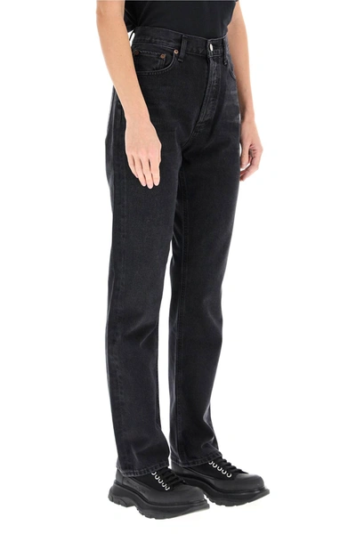 Shop Agolde Lana Low Rise Straight Jeans In Black