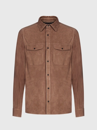 Shop Ajmone Suede Shirt-jacket