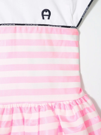 Shop Aigner Stripe Print Dress In Pink