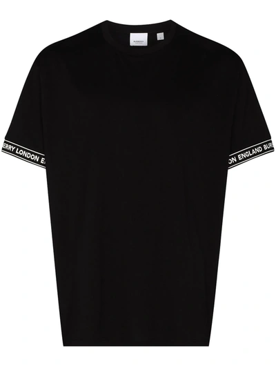 Shop Burberry Logo-tape Oversized T-shirt In Black