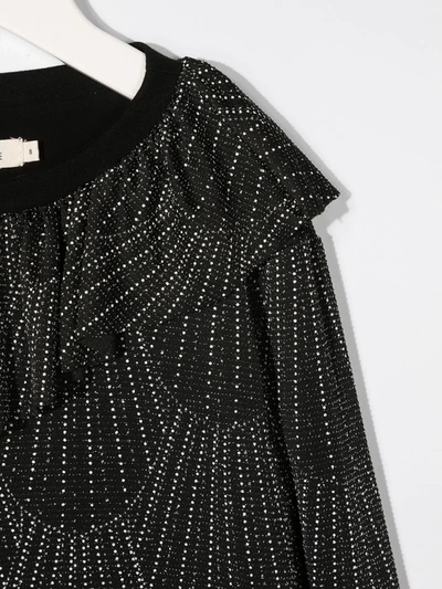 Shop Andorine Glitter Detail Long-sleeved Dress In Black