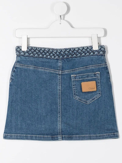 Shop Chloé Woven Detail Buttoned Skirt In Blue