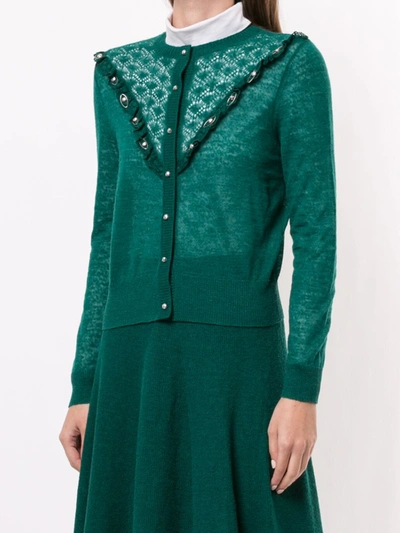 Shop Onefifteen Patterned Knit Cardigan In Green